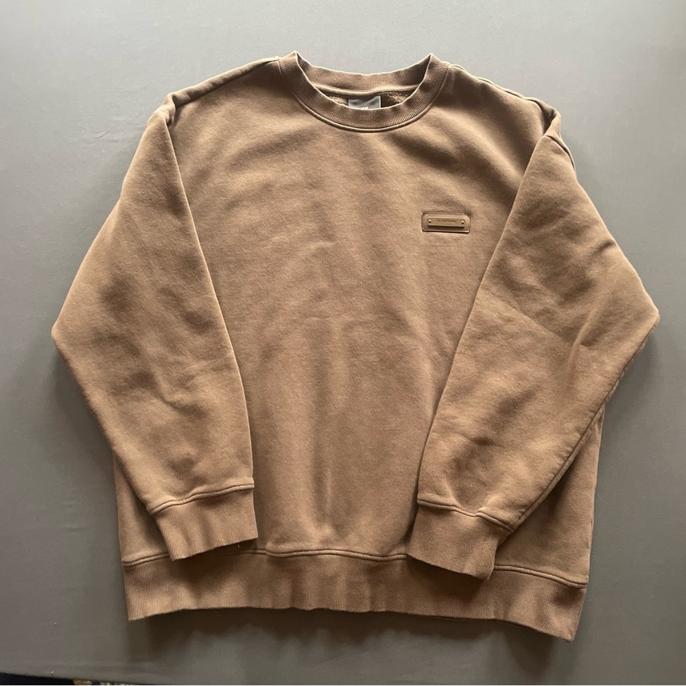 Women’s H&M Brown Crewneck Pullover, Size XL, Relaxed Fit
